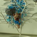 Cute String Bear With Fish Miniature Animal..