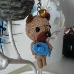 Cute String Bear With Fish Miniature Animal..